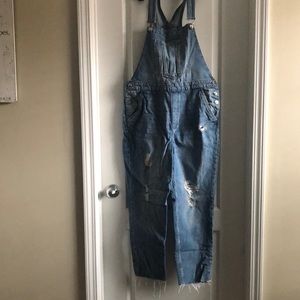 distressed overalls